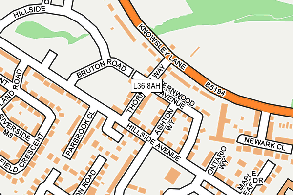 L36 8AH map - OS OpenMap – Local (Ordnance Survey)
