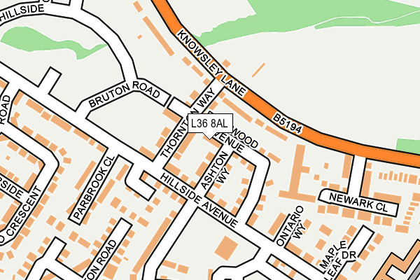 L36 8AL map - OS OpenMap – Local (Ordnance Survey)