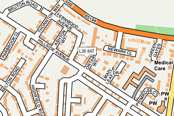 L36 8AT map - OS OpenMap – Local (Ordnance Survey)