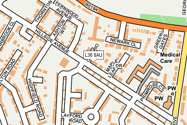 L36 8AU map - OS OpenMap – Local (Ordnance Survey)