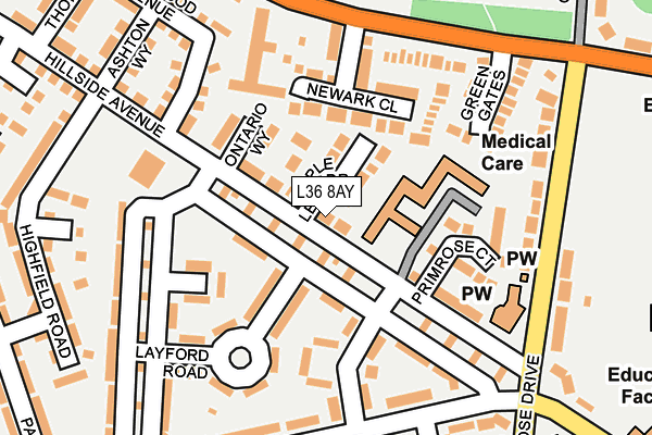 L36 8AY map - OS OpenMap – Local (Ordnance Survey)