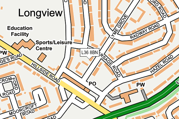 L36 8BN map - OS OpenMap – Local (Ordnance Survey)