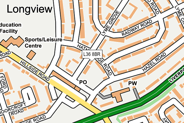 L36 8BR map - OS OpenMap – Local (Ordnance Survey)