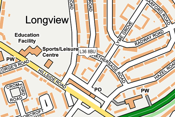 L36 8BU map - OS OpenMap – Local (Ordnance Survey)