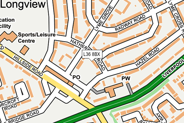 L36 8BX map - OS OpenMap – Local (Ordnance Survey)