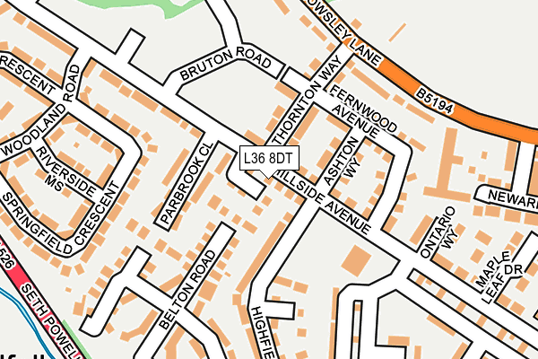L36 8DT map - OS OpenMap – Local (Ordnance Survey)