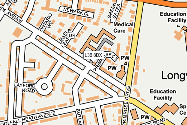 L36 8DX map - OS OpenMap – Local (Ordnance Survey)