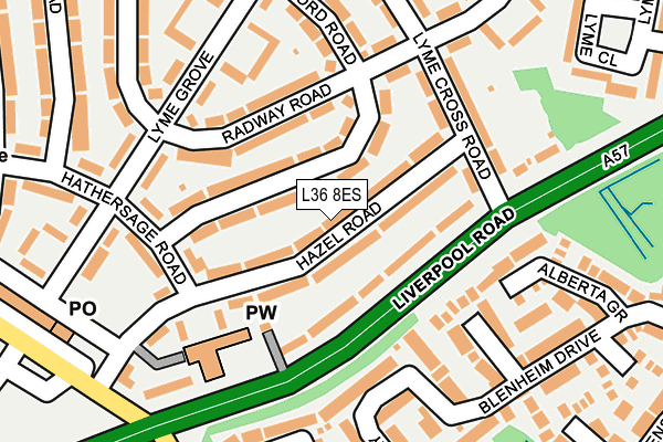 L36 8ES map - OS OpenMap – Local (Ordnance Survey)