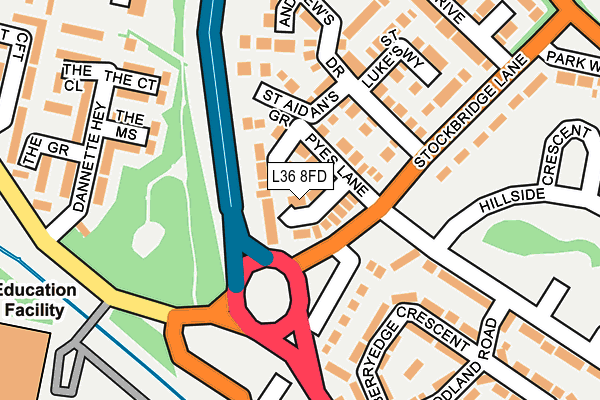 L36 8FD map - OS OpenMap – Local (Ordnance Survey)