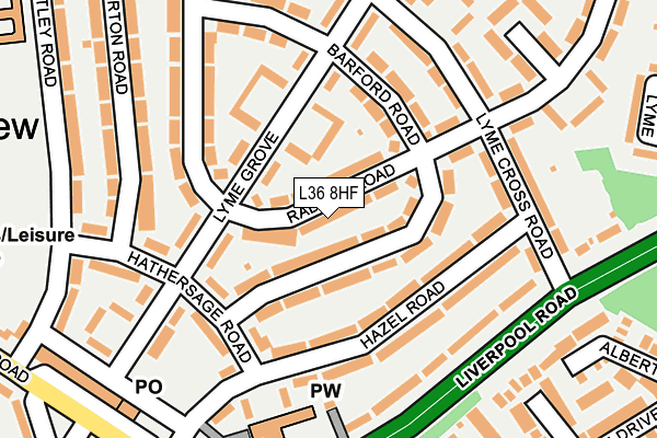 L36 8HF map - OS OpenMap – Local (Ordnance Survey)