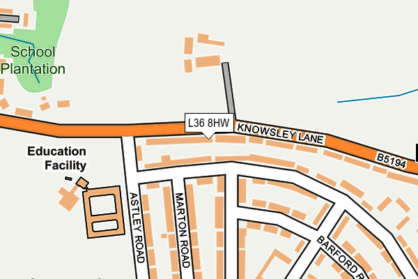 L36 8HW map - OS OpenMap – Local (Ordnance Survey)