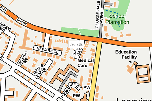 L36 8JB map - OS OpenMap – Local (Ordnance Survey)