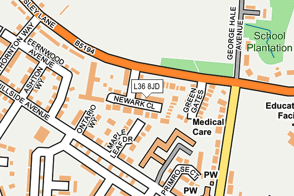 L36 8JD map - OS OpenMap – Local (Ordnance Survey)