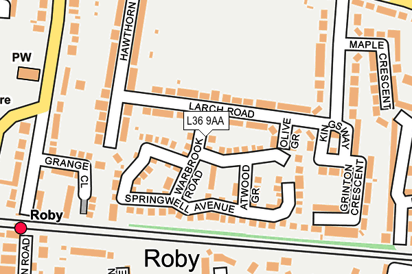 L36 9AA map - OS OpenMap – Local (Ordnance Survey)