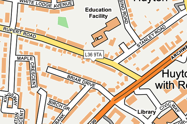 L36 9TA map - OS OpenMap – Local (Ordnance Survey)