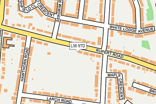 L36 9TD map - OS OpenMap – Local (Ordnance Survey)