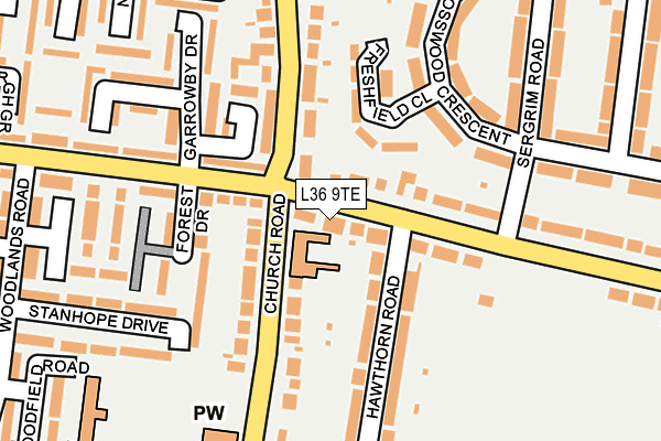 L36 9TE map - OS OpenMap – Local (Ordnance Survey)