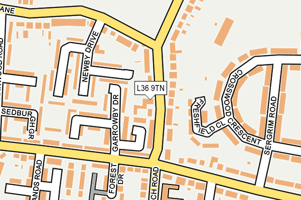 L36 9TN map - OS OpenMap – Local (Ordnance Survey)