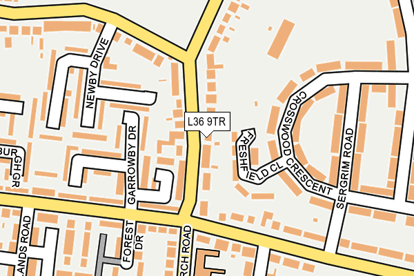 L36 9TR map - OS OpenMap – Local (Ordnance Survey)