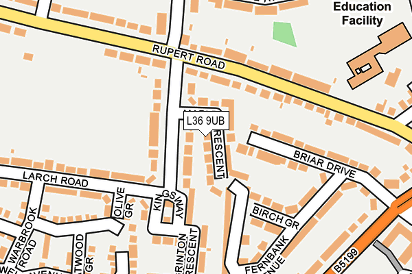 L36 9UB map - OS OpenMap – Local (Ordnance Survey)