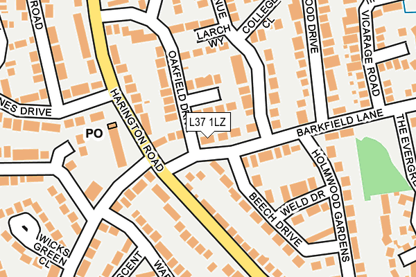 L37 1LZ map - OS OpenMap – Local (Ordnance Survey)