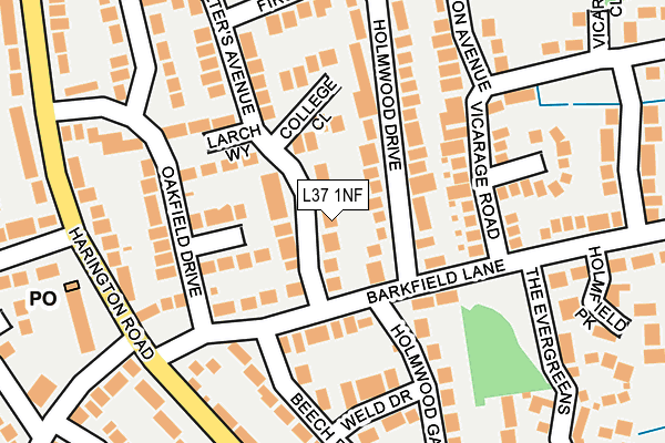 L37 1NF map - OS OpenMap – Local (Ordnance Survey)