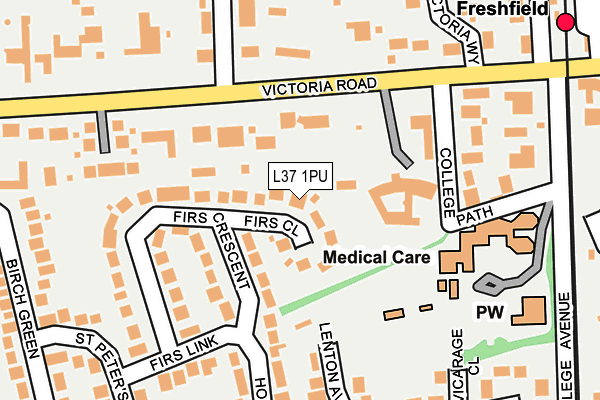 L37 1PU map - OS OpenMap – Local (Ordnance Survey)