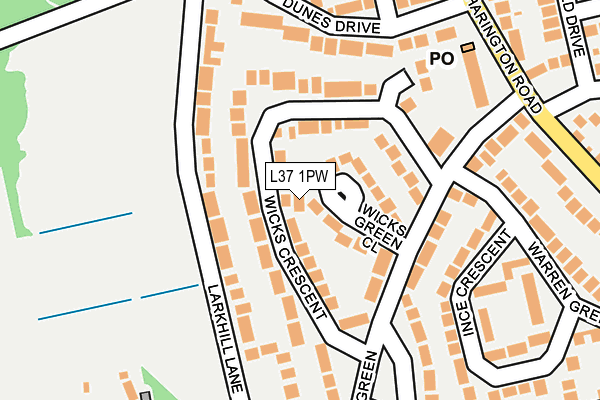 L37 1PW map - OS OpenMap – Local (Ordnance Survey)