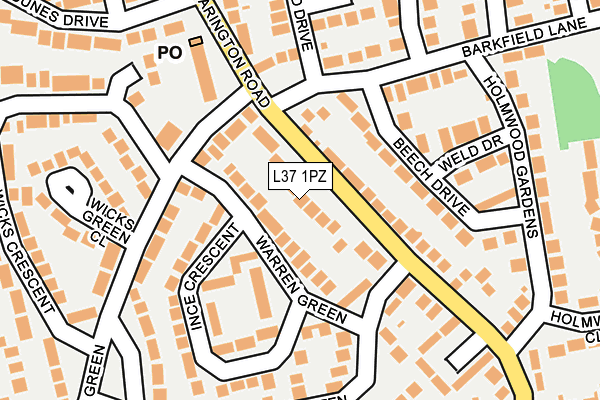 L37 1PZ map - OS OpenMap – Local (Ordnance Survey)