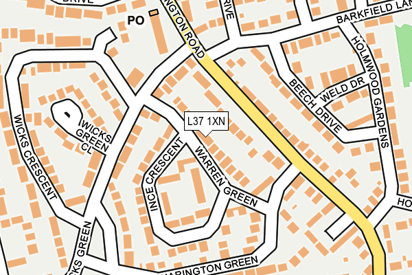 L37 1XN map - OS OpenMap – Local (Ordnance Survey)