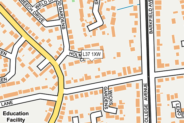 L37 1XW map - OS OpenMap – Local (Ordnance Survey)