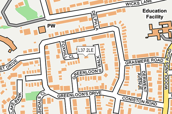 L37 2LE map - OS OpenMap – Local (Ordnance Survey)