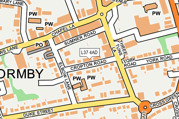 L37 4AD map - OS OpenMap – Local (Ordnance Survey)