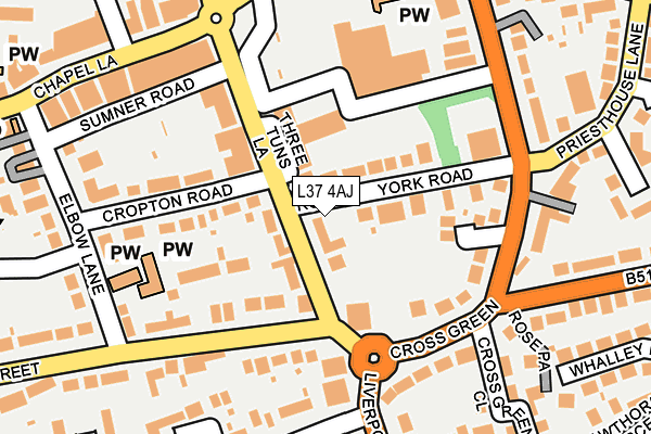 L37 4AJ map - OS OpenMap – Local (Ordnance Survey)
