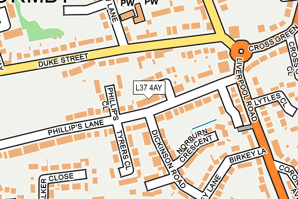 L37 4AY map - OS OpenMap – Local (Ordnance Survey)