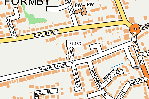 L37 4BD map - OS OpenMap – Local (Ordnance Survey)