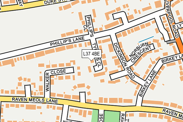 L37 4BE map - OS OpenMap – Local (Ordnance Survey)