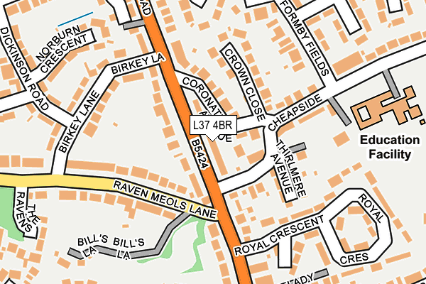 L37 4BR map - OS OpenMap – Local (Ordnance Survey)