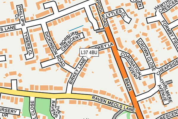 L37 4BU map - OS OpenMap – Local (Ordnance Survey)