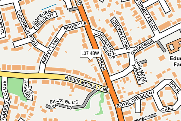 L37 4BW map - OS OpenMap – Local (Ordnance Survey)