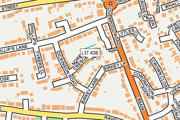 L37 4DB map - OS OpenMap – Local (Ordnance Survey)