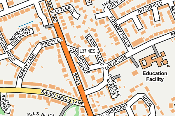 L37 4ES map - OS OpenMap – Local (Ordnance Survey)