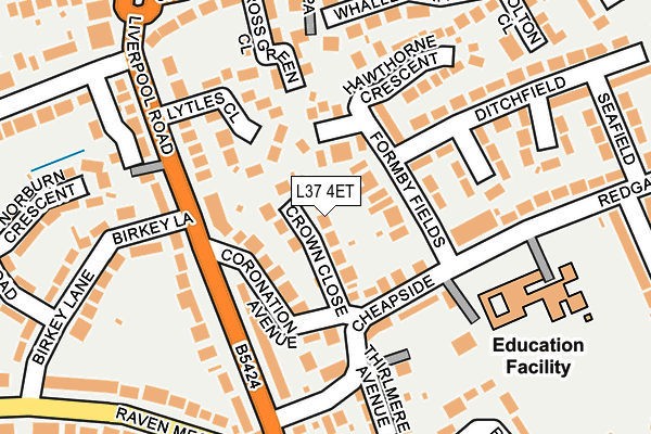 L37 4ET map - OS OpenMap – Local (Ordnance Survey)