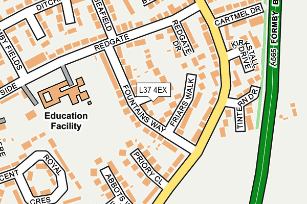 L37 4EX map - OS OpenMap – Local (Ordnance Survey)