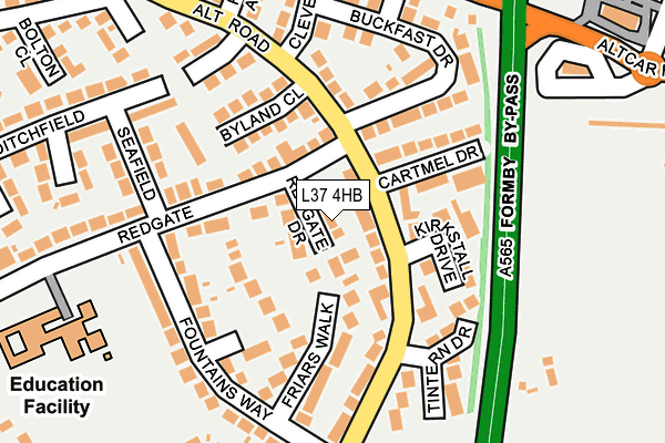 L37 4HB map - OS OpenMap – Local (Ordnance Survey)
