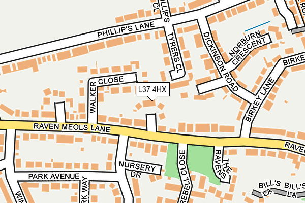 L37 4HX map - OS OpenMap – Local (Ordnance Survey)