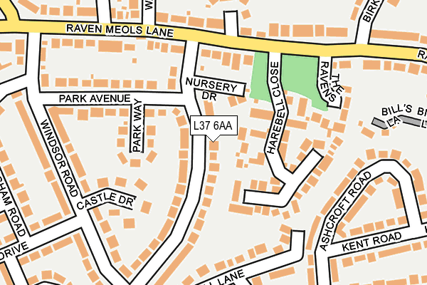 L37 6AA map - OS OpenMap – Local (Ordnance Survey)