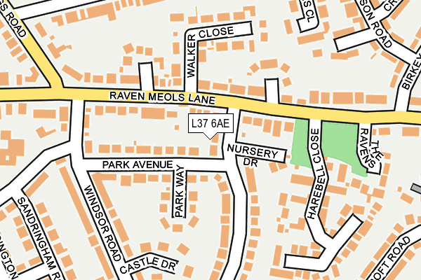 L37 6AE map - OS OpenMap – Local (Ordnance Survey)