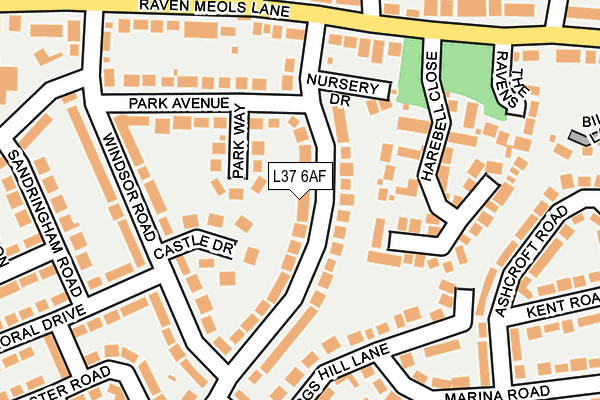 L37 6AF map - OS OpenMap – Local (Ordnance Survey)
