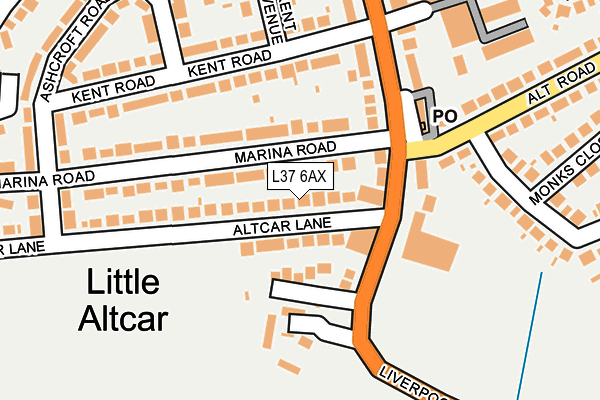 L37 6AX map - OS OpenMap – Local (Ordnance Survey)